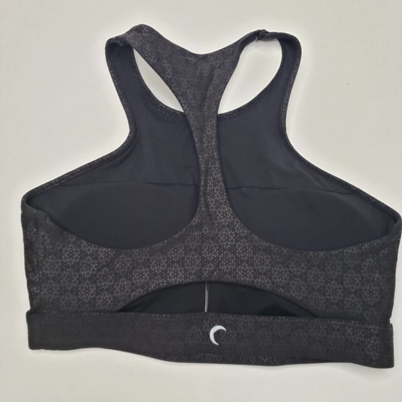 Zyia Active Flower Power Sports Bra Sz S Black High Neck Racerback - Picture 5 of 10